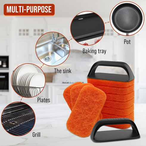 12-Piece Griddle Cleaning Kit for Blackstone, Flat Top Grill Cleaning Kit Non-Scratch Scouring Pads for Kitchen - 10 Scrubber Pads and 2 Handles...