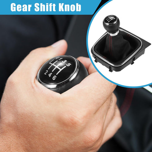 6 Speed Manual Gear Shift Knob with Gaiter Boot for Volkswagen Golf MK5 MK6 2004-2007 for Volkswagen GTI 2006-2009 Black...