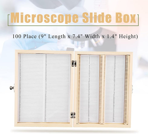 Acogedor Microscope Slides Storage Box, 100-Places Wooden Slide Storage Box with Lock Storage, Wooden Box for Microscope Slides, Lab Glass Prepare...