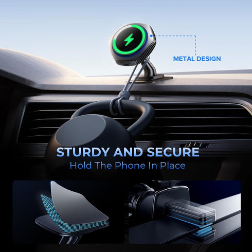 for MagSafe Car Mount Charger, 15W Zinc Alloy Fast Charging Magnetic Wireless Car Charger Phone Holders for Your Car Fits for iPhone 15 Pro Max Pl...