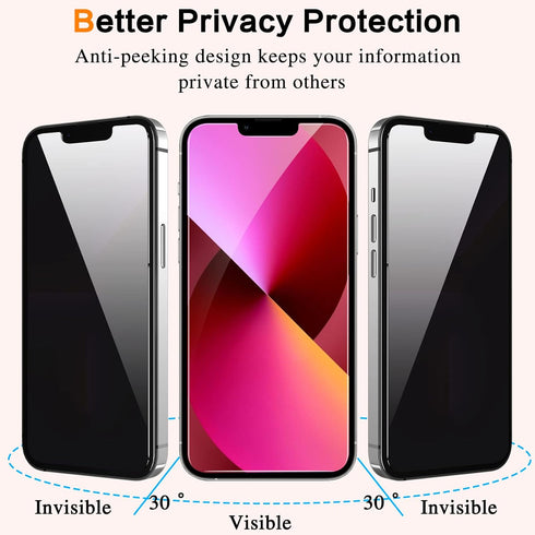 iPhone 13/13 Pro Privacy Screen Protector Mirrored Tempered Glass Film for iPhone 14, Perfect Mirror Effect, Shatterproof, Touch Sensitive, with O...