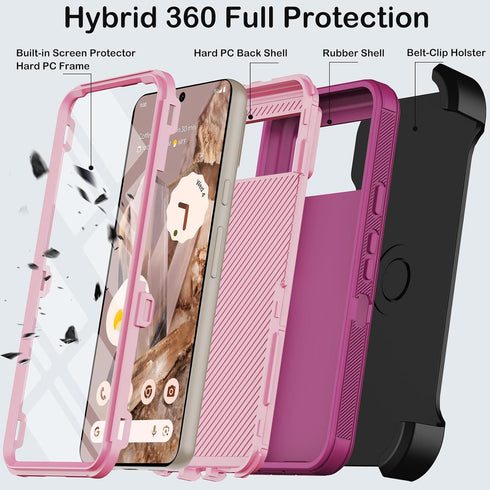 for Google Pixel 8 Pro Case with Belt Clip Holster & Kickstand,Built-in Screen Protector,Heavy Duty Shockproof Drop Protection Military Grade Rugg...