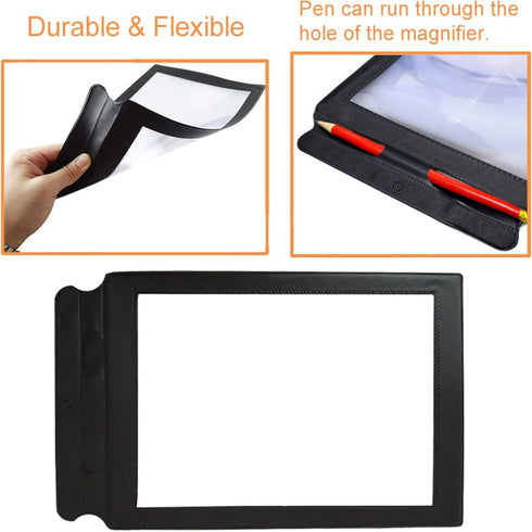 MAGDEPO 3X Large Fresnel Magnifying Lens Full Page Size with Frame & Card Size Magnifier for Reading Books, Maps, Newspapers, Instructions, Hobbie...