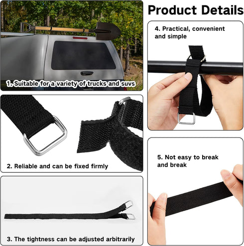 Patelai 8 Pieces Roof Rack Shovel Mount 12 Inch Shovel Mount Straps for Roof Rack Ladder Straps Shovel Holder Adjustable Hook and Loop Reusable fo...