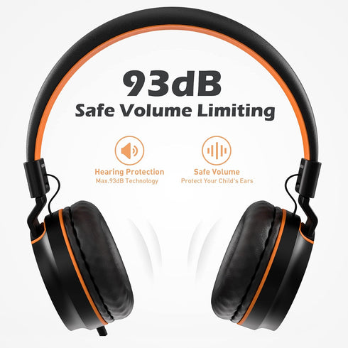 AILIHEN Kids Headphones, I35 On-Ear Headphones for School, Safe Volume 93dB, HD Mic Stereo Headphone for Kid Girls Boys, Foldable 3.5mm Wired for ...
