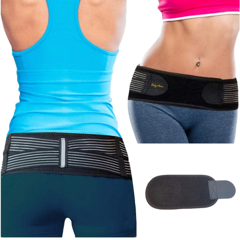 BodyMoves Sacroiliac Si Joint Hip Belt PLUS Extension for men and women-Stabilizing Si Brace Alleviates Inflammation Sciatica Pain Relief- Anti-Sl...