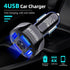 Amiss QC3.0 Car Charger Adapter, 4 Ports USB Car Charger, Fast Charging Electronic Devices with USB Interface, Car Interior Accessories, Compatibl...