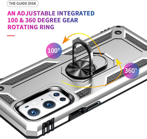 Military Grade Drop Impact for Oneplus 9 Pro Case Oneplus 9 Pro 5G Case 360 Metal Rotating Ring Kickstand Holder Armor Heavy Duty Shockproof for O...