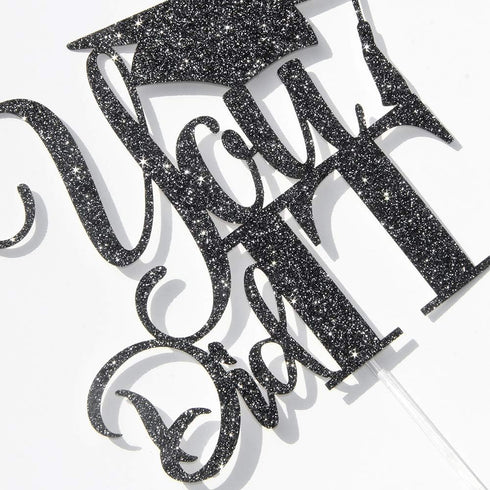 Black Glitter You Did It Cake Topper, Congrats Grad I am Done, High School College Graduation Party Decorations...