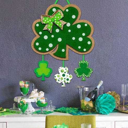 Friday Night St. Patrick's Day Door Sign Irish Hanging Welcome Board 3-D Cardboard Green Shamrock Hanger Home Wall Decor...
