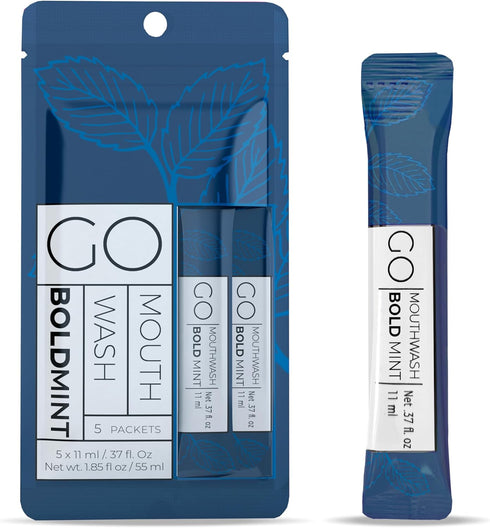 BOLD Mint GO Travel Size Mouthwash Packets - BULK Individual Mini Mouthwash Packets - Perfect Travel Size Toiletries for Guest Bathrooms - Alterna...