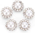 100Pcs Crystal Pearl Buttons, Round Flatback Rhinestone Beads Buttons with Diamond, DIY Craft Sewing Fasteners Accessories for Jewelry Making, Clo...