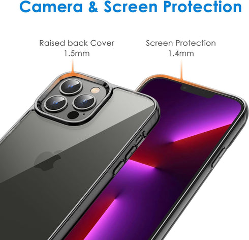 JETech Case for iPhone 13 Pro Max 6.7-Inch, Non-Yellowing Shockproof Phone Bumper Cover, Anti-Scratch Clear Back (Black)...
