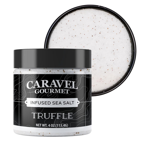 Caravel Gourmet Black Truffle Salt, Truffle Seasoning and Finishing Salt, Add Truffle Flavor to Popcorn, Gourmet Sea Salt Flavored with Italian Bl...