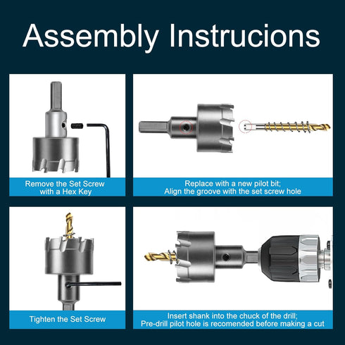 TCT Hole Saw Set, 2-Pack of 3/4" (19mm) Heavy Duty Tungsten Carbide Tipped Hole Cutters for Stainless Steel Mild Steel Copper Iron Brass Plastic a...