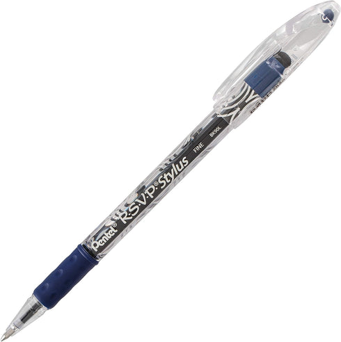 Pentel RSVP STYLUS Ballpoint Pen, Fine Line, Blue Ink (BK90L-C)......