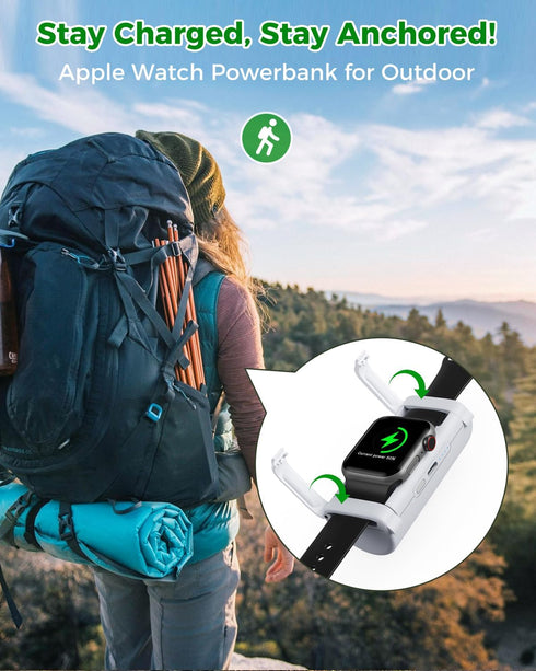 NEWQ Outdoor Power Bank for Apple Watch: Small Portable Magnetic Wireless Charger & Rechargeable 1800mAh Battery Powerbank for Charging iWatch Whe...