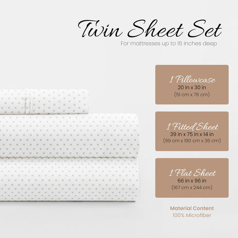 Linen Market Double-Brushed Patterned Microfiber Twin Sheet Set 3 Piece – Oeko-TEX Certified Ultra Soft & Wrinkle-Free - 16" Deep Pocket Sheets - ...