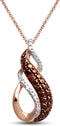 Jewelili Rose Gold over Sterling Silver Natural White and Orange Cognac Diamonds Twisted Pendant Necklace 18" Cable Chain...
