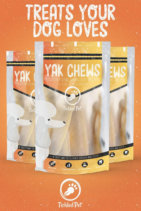 TickledPet Golden Himalayan Yak Dog Chews - 100% Natural (Medium)...