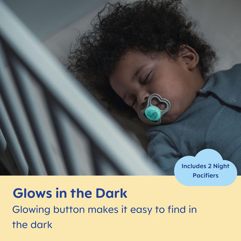 MAM Air Night Pacifiers (2 Pack, 1 Sterilizing Pacifier Case), MAM Sensitive Skin Pacifier 6+ Months for Baby Boy, Glow in The Dark Pacifier, Baby...