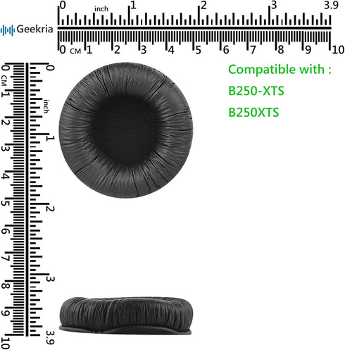 Geekria QuickFit Leatherette Replacement Earpads + Mic Foam Compatible with BlueParrott B250-XT Plus, B250-XT, B250-XTS, B250, B150 Headphones Mic...
