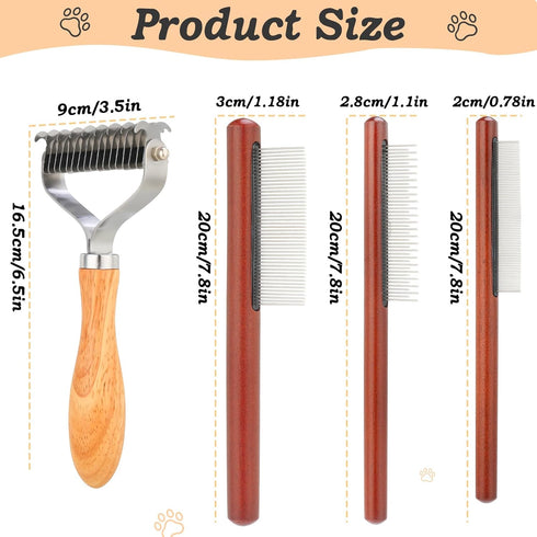 Pet Dematting Comb for Dogs,Cats.Pet Undercoat Rake with Stainless Steel Blades for Knot Removal and Shedding Control.Cat Brush for Shedding Demat...