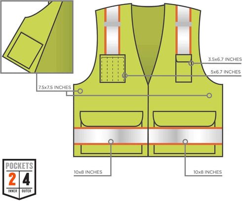 Ergodyne Unisex Two-tone Class 2 Two Tone Surveyors Vest, Lime, Small-Medium US...