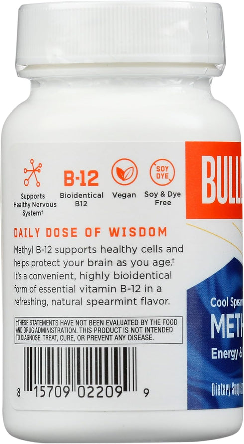Bulletproof Cool Spearmint Methyl B-12 Lozenges, 60 Count, Supplement for Energy and Nerve Function...