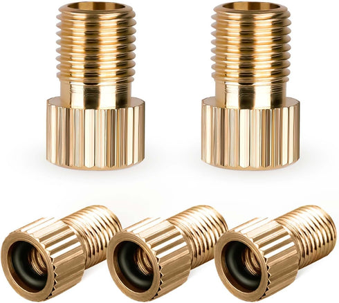 Brass Presta Valve Adaptor, 5 PCS Convert Presta to Schrader Bike Pump Adapter with Rubber Seal Rings, Inflate Tire Using Standard Pump or Air Com...
