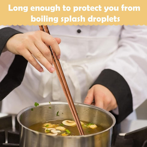 16.5 Inches Cooking Chopsticks, 2 Pairs Wooden Long Chop Sticks Reusable for Noodles Frying Hotpot, Japanese Extra Long Anti-Slip Chopsticks...