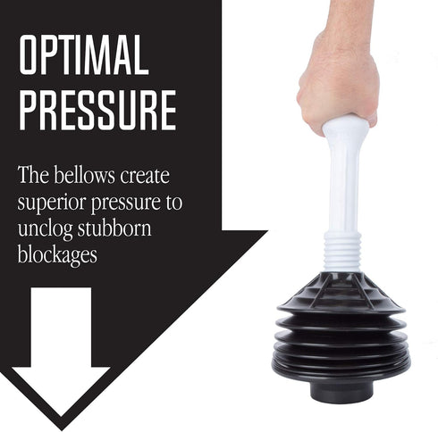 JS Jackson Supplies Professional Bellows Accordion Toilet Plunger, High Pressure Plunge Removes Heavy Duty Clogs from Bathroom Toilets, All Purpos...