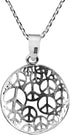 AeraVida Iconic Retro Multi Peace Symbol Sign Round .925 Sterling Silver Pendant Necklace...