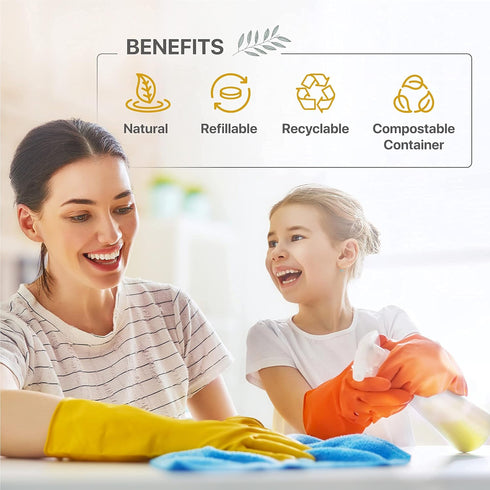 Nune Multi-Purpose Cleaner Refills - All Purpose Cleaning Tablets 6 Pack - 144 fl oz total (24 fl oz each) - Shower, Counter, Floor, Furniture, Ba...