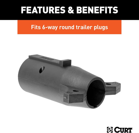CURT 57661 7-Way RV Blade Vehicle-Side to 6-Way Round Trailer Wiring Adapter, Center Pin Brake Lights...