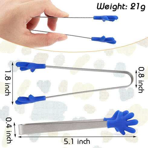 Shindel 8PCS Small Food Tongs, Mini Stainless Steel Tongs with Silicone Tips, for Cooking Grilling BBQ Buffet, 5 inch?8 Colors...