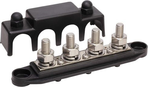 Fastronix 3/8" 4 Stud Stainless Steel Ground Distribution Block with Cover...