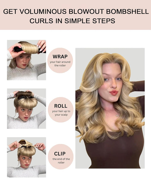 Velvet Heatless Curling Set No Heat Hair Curlers Overnight Curls Blowout Rods Soft Large Hair Rollers to Sleep for Long Hair Heatless Curling Rod ...