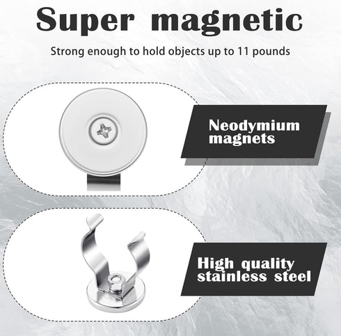 LEIFIDE Magnetic Hook Round Base Magnet Fastener with Steel Clip Chrome Plate Magnetic Tool Holder Heavy Duty Magnetic Holder for Indoor Outdoor H...