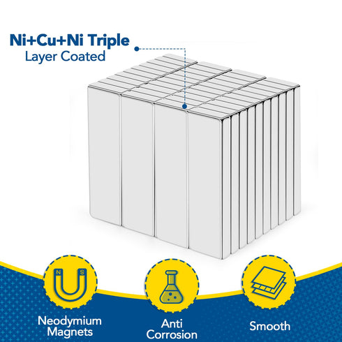 MIKEDE 10 Pack Neodymium Magnets Super Strong Bar Magnets, Rare Earth Magnets Small Rectangular Refrigerator Magnets for Crafts, DIY, Kitchen, Off...