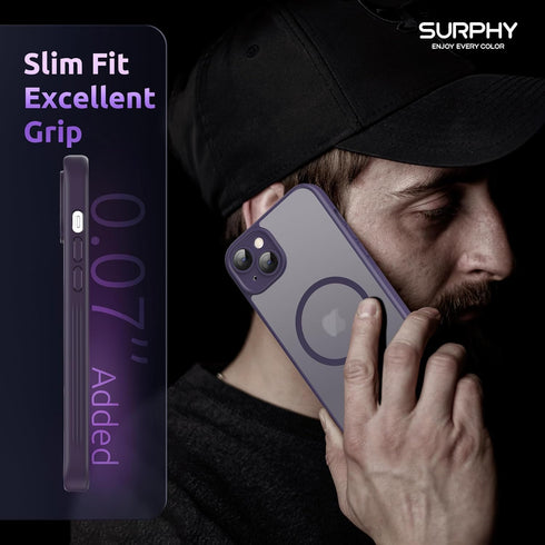 SURPHY Made for iPhone 15 Case Compatible with MagSafe, and Screen Protector 2 Pack, Translucent Matte Phone Case with Camera Protective 6.1 inch ...