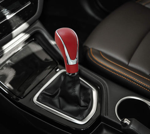 Leather Covered Stick Shift Knobs, MT Gear Car Shifter Handle Fit Most Manual Transmissions, Red...