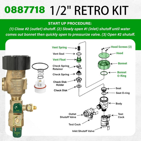 800M4 Vent Float Repair Kit for 1/2" 800M4-QT and LF800M4QT Backflow Valve 0887726...