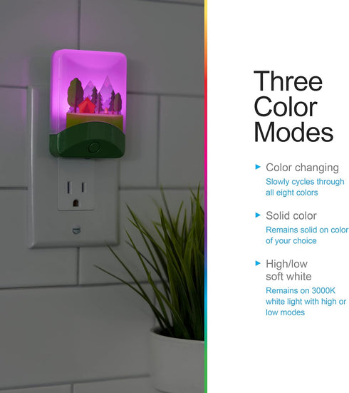 GE Color-Changing LED Night Light, Forest Design, Plugs Into Wall, Dusk To Dawn Sensor, For Kids Adults Bedroom Bathroom, Play Room, Nursery, 1 pa...
