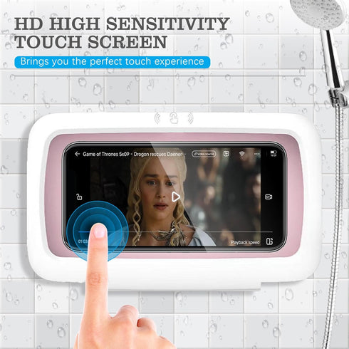 360° Shower Phone Holder Waterproof, Angle Adjustable Anti-Fog Shower Phone Case Holder for Bathroom Batheub Kitchen Wall Mirro with Random Sticke...