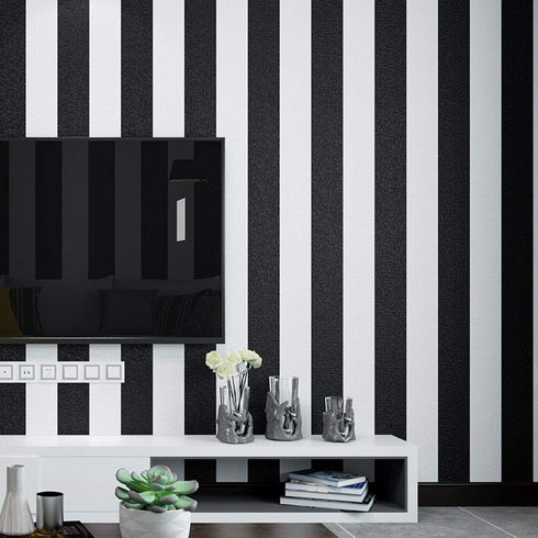 Peel and Stick Vinyl Black and White Striped Wallpaper Contact Paper Self Adhesive Stripe Shelf Liner Dresser Drawer Cabinets Liner Furniture Wall...