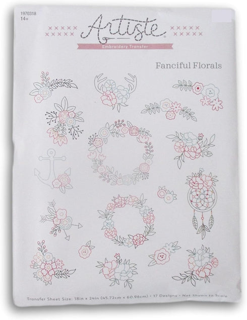 Embroidery Transfer Sheet Pattern 3-Pack Kit - Sketch Alphabet, Fanciful Florals, Inspirational Phrases......