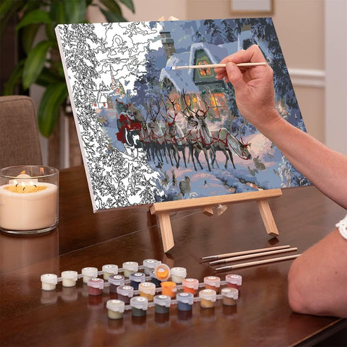 Ledgebay Paint by Numbers Kit for Adults: Christmas Magic Paint by Number Kit – Full Set of Acrylic Replacement Paints – Vacuum Sealed for Freshne...
