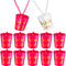 Shot Necklace,Bridal Shot Glass Necklace,Necklace Shot Glasses,Pink and White with Gold Foil for Bachelorette Party Bridal Party Necklaces 12 PCS ...