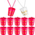 Shot Necklace,Bridal Shot Glass Necklace,Necklace Shot Glasses,Pink and White with Gold Foil for Bachelorette Party Bridal Party Necklaces 12 PCS ...